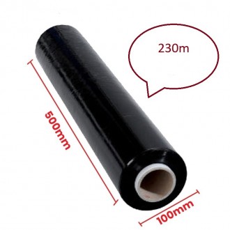 Folia stretch wzmacniana czarna 50cm/230m XXL